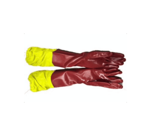 Red pvc 60cm shoulder length with yellow attach