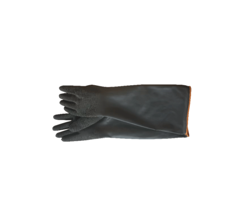 Black industrial rubber glove rough palm  55cm