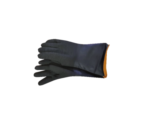 Black industrial rubber glove rough palm 35cm