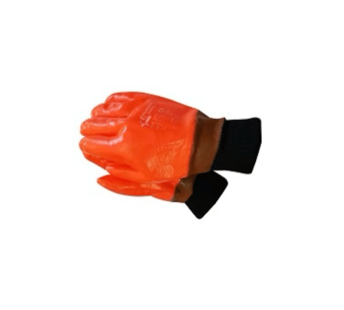 Orange freezer glove knit wrist  high visibility