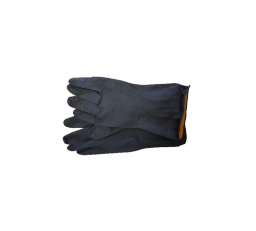 Black industrial rubber glove smooth palm 35cm