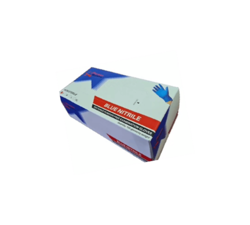 Blue nitrile examination glove powder free (100 pcs per box)