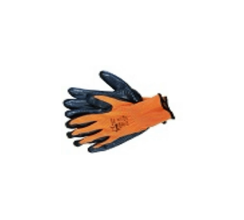 Orange nitrile palm dipped glove
