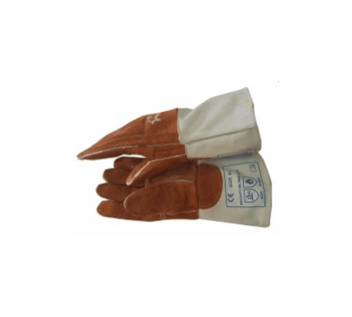 Tough brown hi-heat welding glove  35cm  triple layer/ fully kevlar stitch