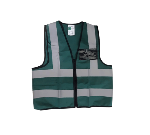Blackish green reflective vest with zip & id pouch