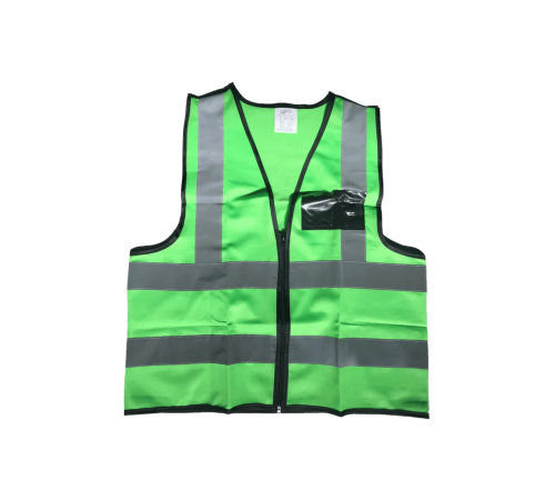 Emerald green reflective vest with zip & id pouch