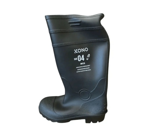 Black gumboot steel toe cap