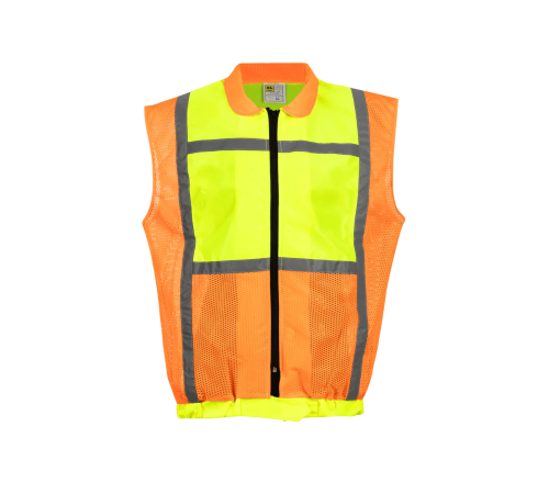Lime and orange reflective jacket sleeveless