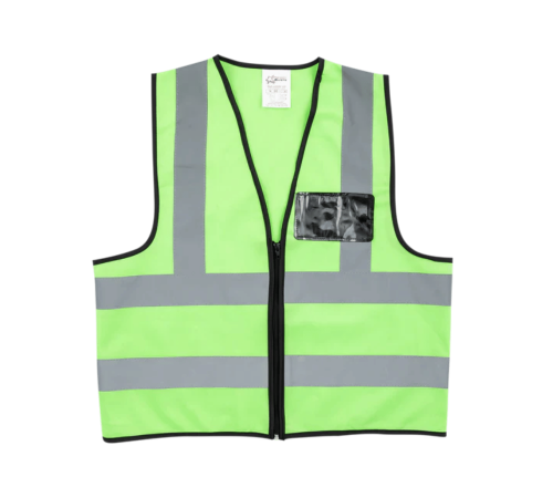 Lime reflective vest with zip & id pouch
