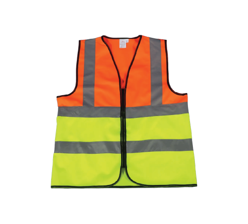 Lime/orange two tone reflective vest zip & id pouch