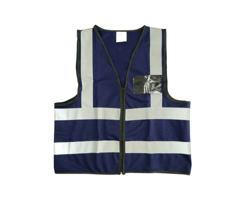 Navy reflective vest with zip & id pouch