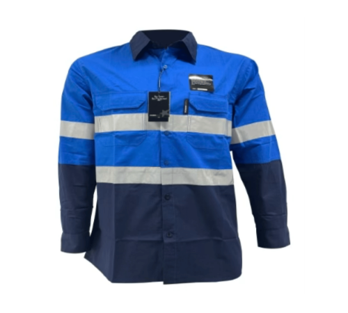 Navy/royal blue hi-vis shirt 100% cotton long sleeve