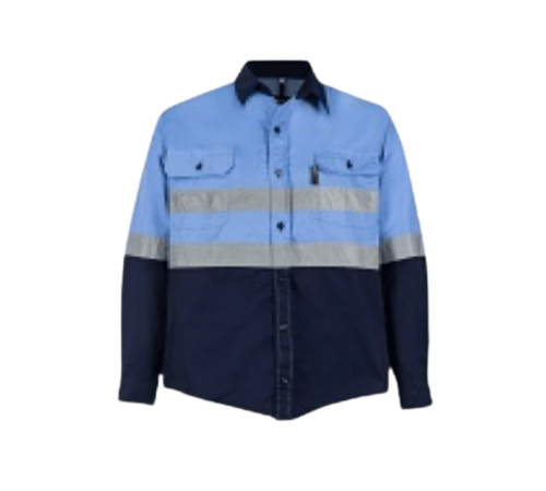 Navy/skyblue hi-vis shirt 100% cotton long sleeve
