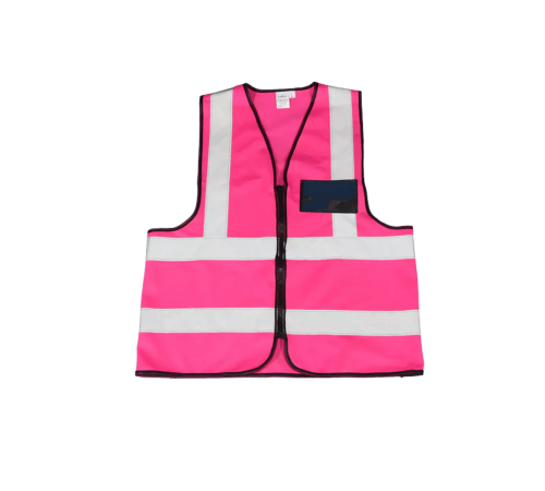 Pink reflective vest with zip & id pouch