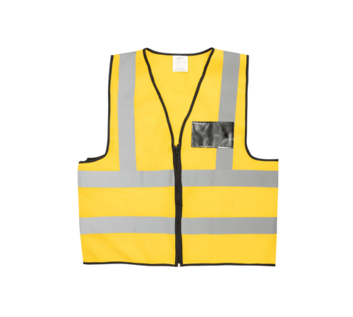 Yellow reflective vest with zip & id pouch