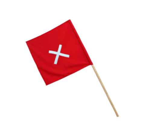 RED FLAG WOODEN HANDLE WITH REFLECTIVE TAPE