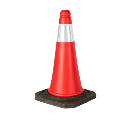RED TRAFFIC CONE WITH BLACK RUBBER BASE